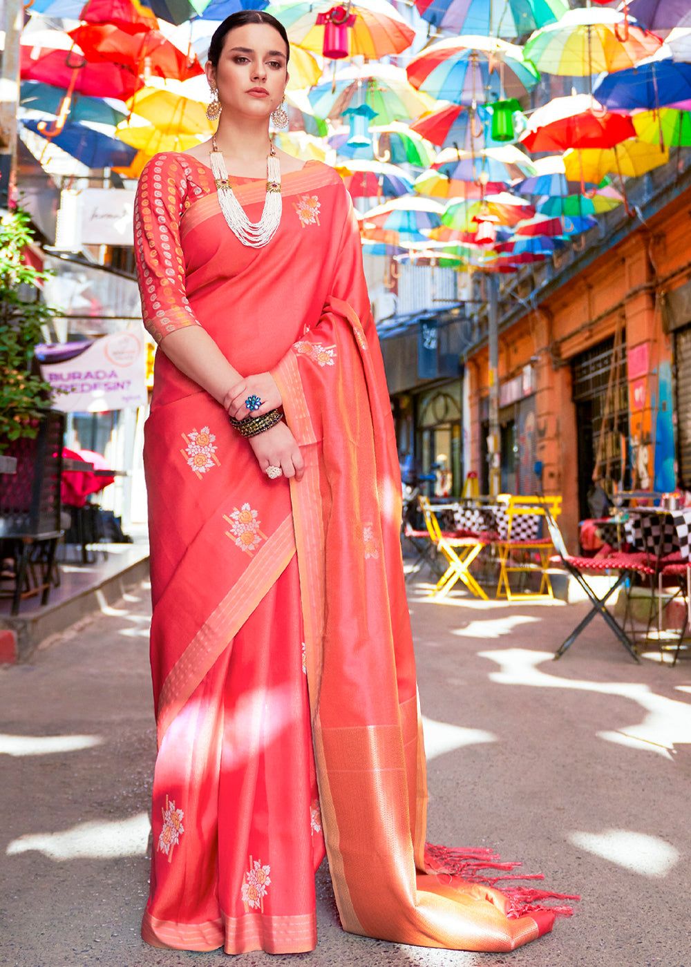 Princess Pink Woven Banarasi Silk Saree With Brocade Blouse