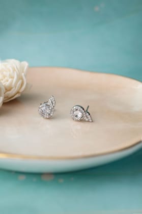 Stellar Solitaire Sterling Silver Stud Earrings-Silver