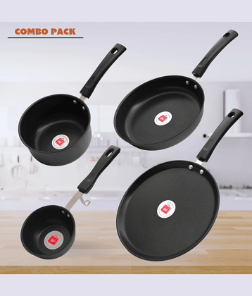 LAZYWINDOW Grey Hard Anodised Non-Stick Cookware Sets ( Set of 4 )