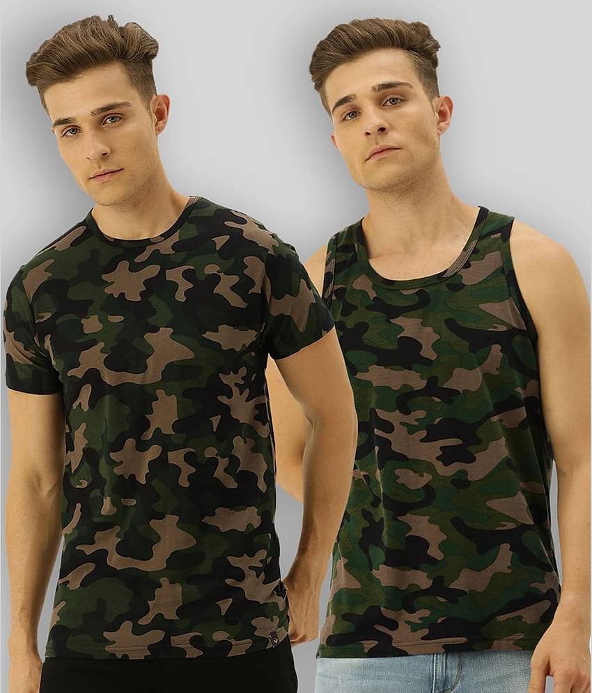 Veirdo Pack of 2 Cotton Regular Fit Men's T-Shirt ( Multicolor )