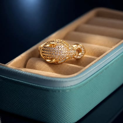 Elegant Fish Design Adjustable Ring Crystal Studded Party Wear for Women & Girls
