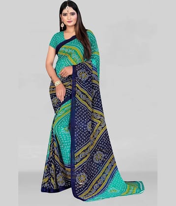 LEELAVATI Georgette Printed Saree With Unstitched Blouse Piece ( Green )