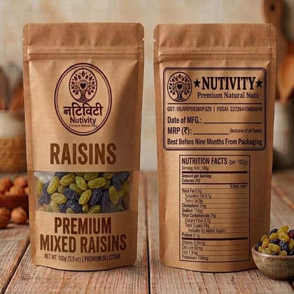 Nutivity Premium Mixed Raisins  Natural Green  Black Kishmish - 0 unit