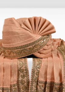 Peach Silk Designer Safa And Dupatta Combo