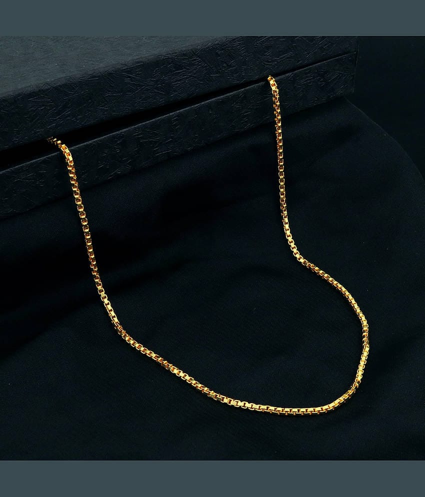 Fashion Frill Ravishing Golden Chain Stylish Neck Chain Brass Gold Chain For Men Boys  28 Inches