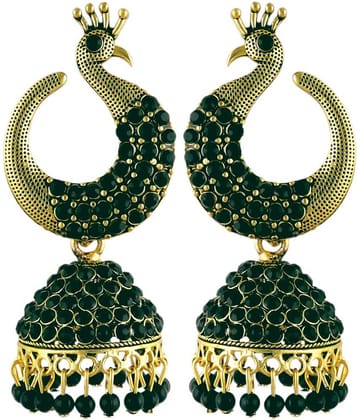 FASHION FRILL - Green Jhumki ( Pack of 1 )