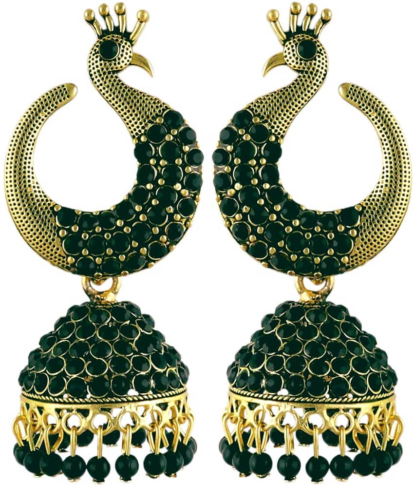FASHION FRILL - Green Jhumki ( Pack of 1 )