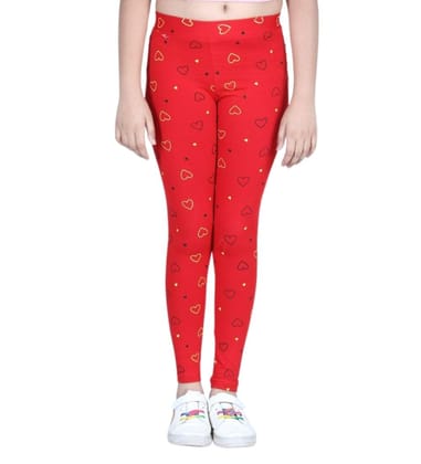 Girl's Cotton Blended Printed Elasticated Leggings (Red, 11-12-Yrs)-PID66129 Girl's Cotton Blended Printed Elasticated Leggings (Red, 11-12-Yrs)-PID66129