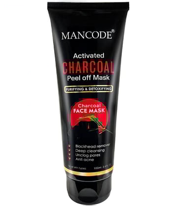 Mancode Activated Charcoal Peel Off Mask For Men & Women, Deep Skin Purifying Cleansing ,100 ml (Pack of 1)