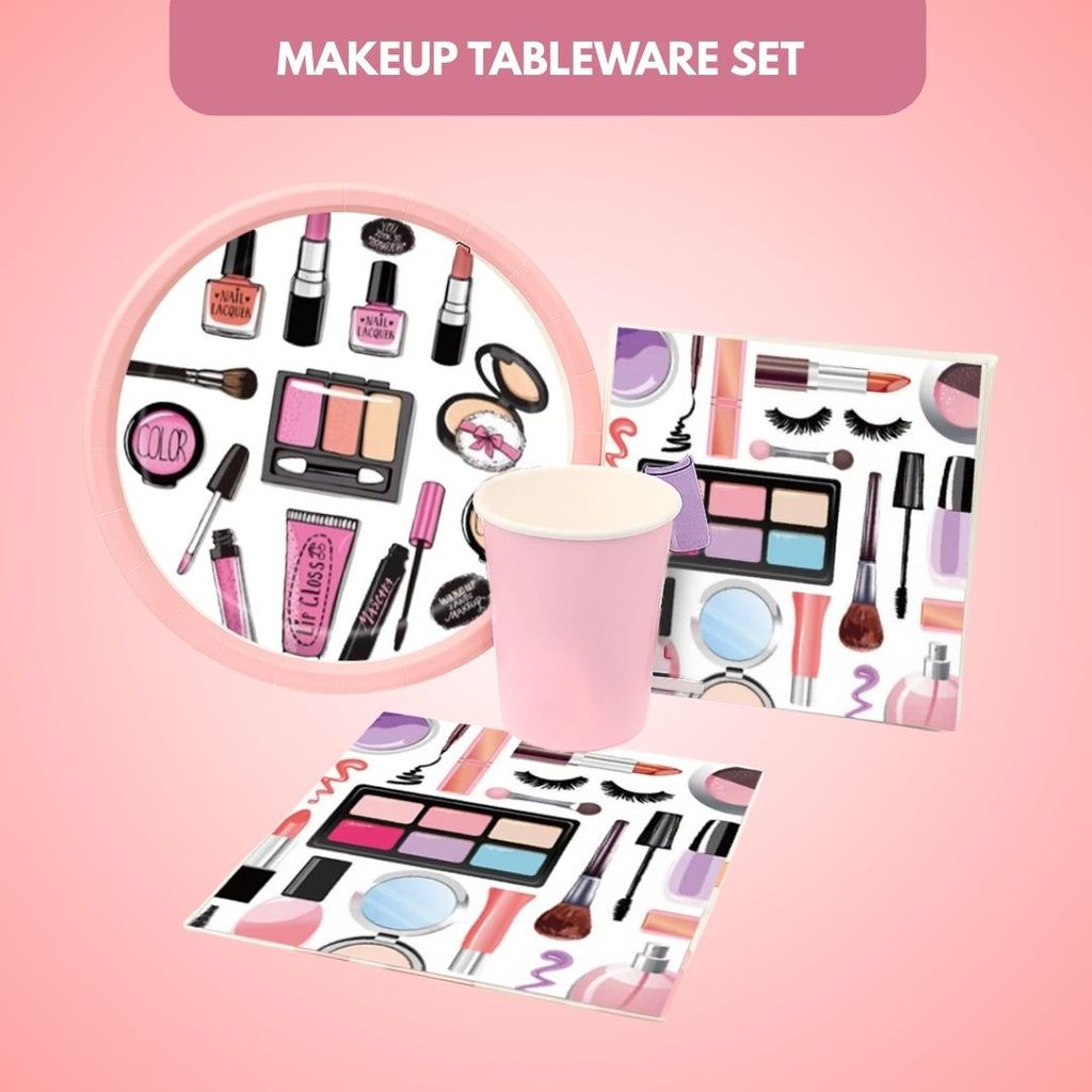 Fashion Skin Care Makeup Spa Theme Tableware Set - Pack of 40 - Party and Festive Needs | Buy online on ZillyBuy