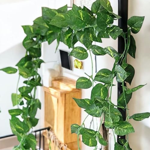 Artificial Green Leaf Money Plant Garland | 8 Feet Bel Vine Creeper | Realistic Hanging Fake Leaves Ivy | Home