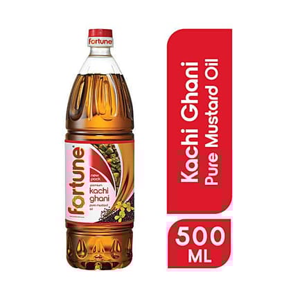 Fortune Premium Kachi Ghani Pure Mustard Oil, 500 ml Bottle
