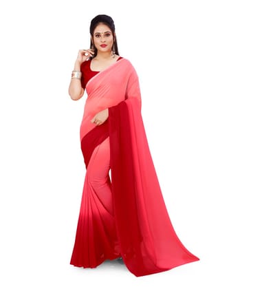 Women's Georgette Printed Saree with Unstitched Blouse (Pink, 5-6 Mtrs)