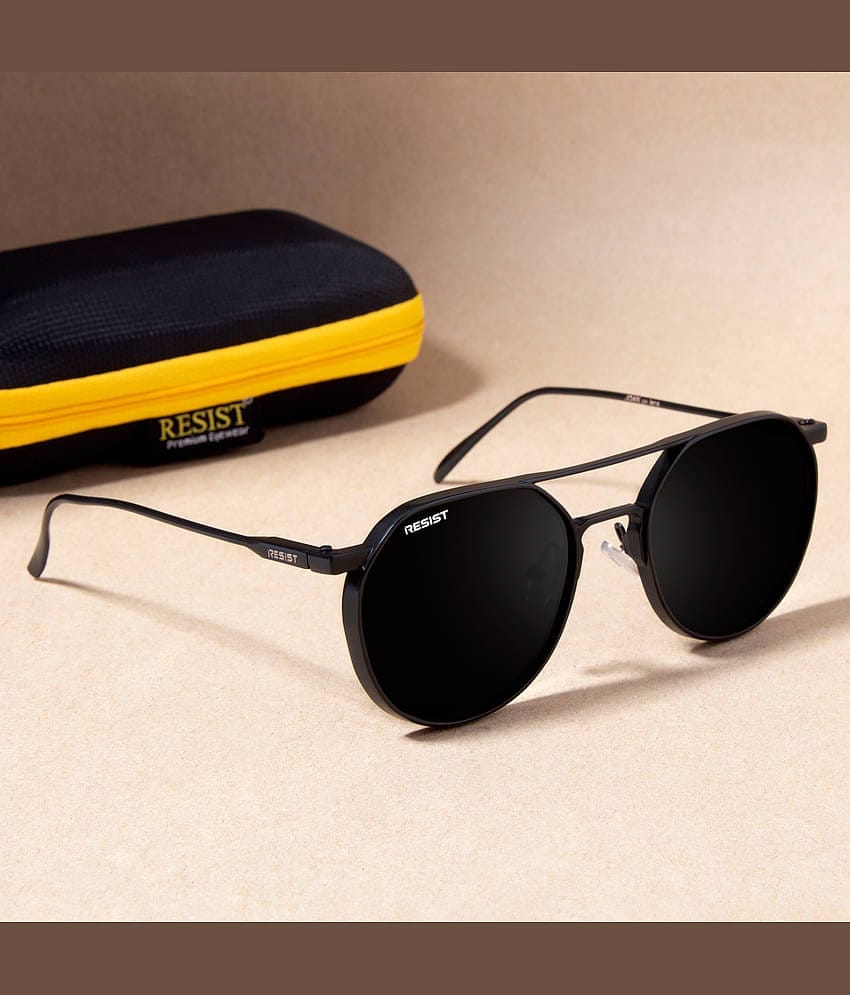 RESIST EYEWEAR Black Round Sunglasses ( Pack of 1 )