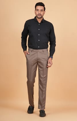 QVERR Slim Fit Men Brown Trousers
