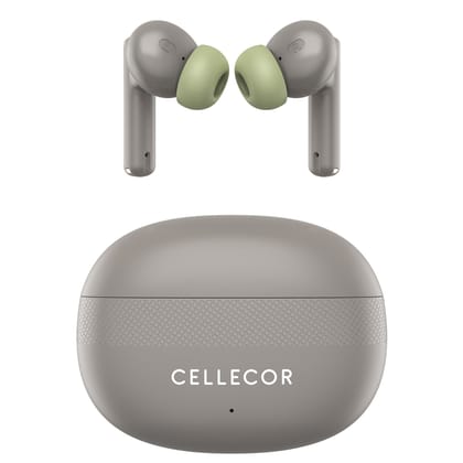 Cellecor BroPods C105 Tune TWS |45H Playtime, ENC, 5.3v, IPX5, 50ms Low Latency Gaming Bluetooth-Grey Olive