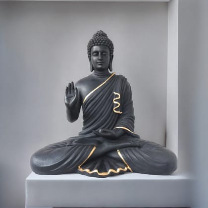 Meditating Buddha Mudra Showpiece Best for Home office décor Idol H- 37 CM-Poly Resin