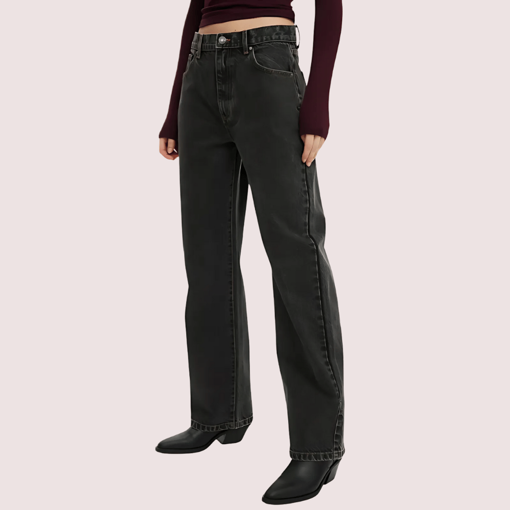 Women's Loose Straight Jeans in Smokey Black Denim - Jeans | Buy online on ZillyBuy