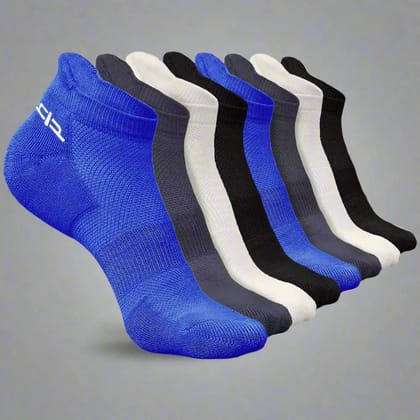 Bamboo Men Ankle Socks - 8 Pairs-Royal Blue | Dark Grey | Black | Off White | Royal Blue | Dark Grey | Black | Off White