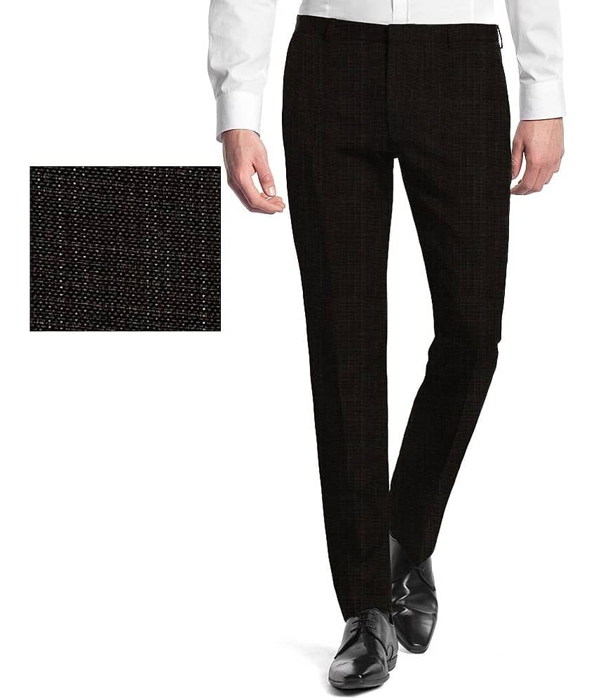 Gwalior Suitings Black Poly Blend Unstitched Pant Pc