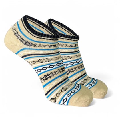 CREAM/BLUE- MULTICOLOR NOSHOW EDITION-Pack of 1-Pair