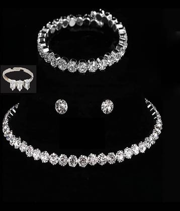 Rhosyn Silver Metal Necklace Set ( Pack of 3 )