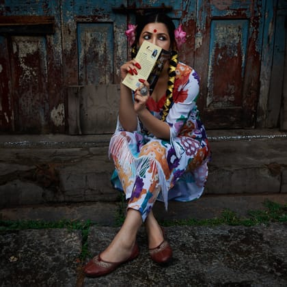 Botanical Cluster Kurti With Trousers-S