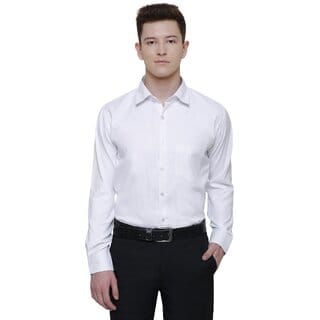 Baleshwar Men White Solid Formal Shirt (Pack of 1)
