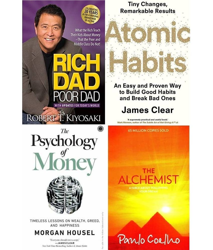 Combo of 4 Books (Rich Dad Poor Dad+The Psychology of Money +Atomic Habits+ Alchemist) (English,Paperback)