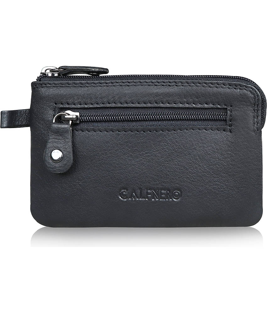 Calfnero Genuine Black Leather Key Case