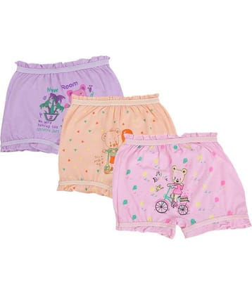 PARYAG HOSIERY Pack of 3 100% Cotton Bloomers For Girls ( Multi )