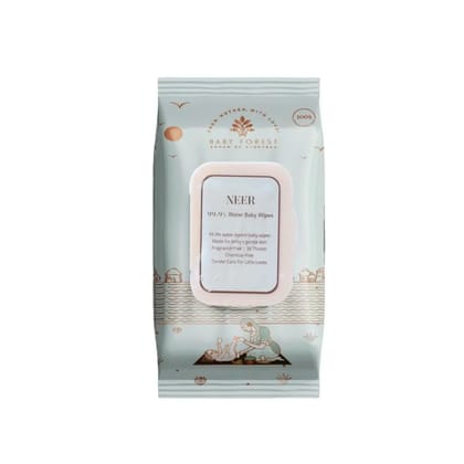 Baby Forest Neer 99.9% Water Baby Wipes | Ideal for 0 Plus Months | No Added Fragrance | Protects Baby's Skin | Dermatologically Tested | Plant-Based Formulations |72 wipes | 3x Thicker & Softer