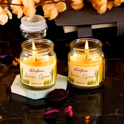 Set of 2 Lemon Grass Scented Jar Candle