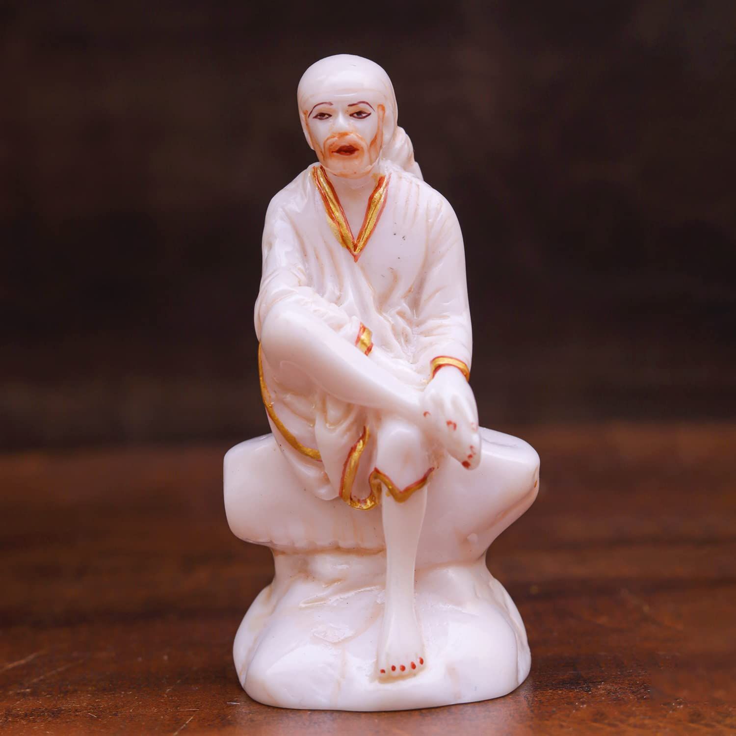 Craftlayout Marble Dust Sai Baba Idol, White 3 Inch