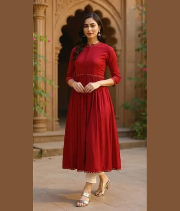 Vaamsi Women Viscose Printed A-line Kurti ( Red )