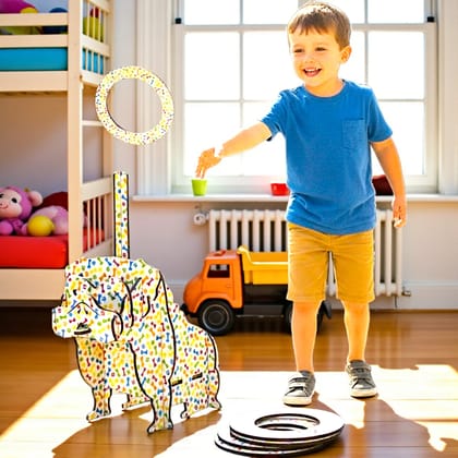 Ring Toss Game DIY Puppy Shape – Build and Play Wooden Ring Toss Game for Kids Fun and Skill Development