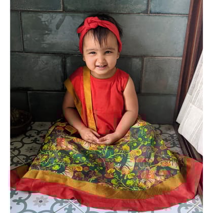 Malmal Lehenga Choli Set | Baagh-0-6m