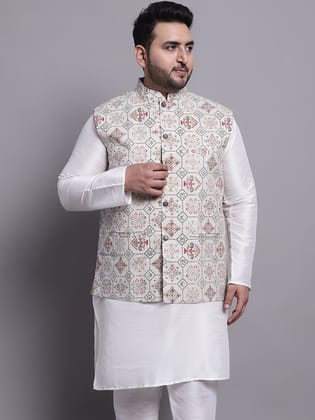 Men's Cotton Linen Cream & Multi Printed-44