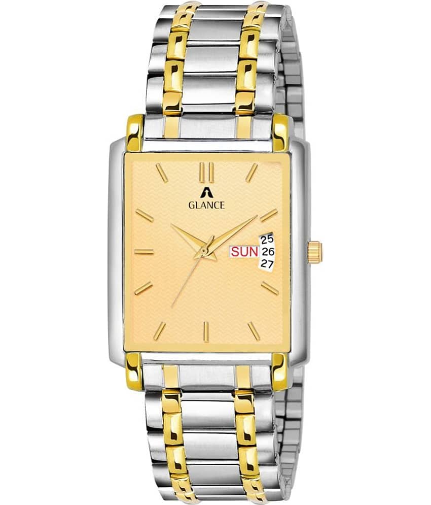 Aglance 1506bm02 Golden Dial Stainless Steel Analog Men's Watch