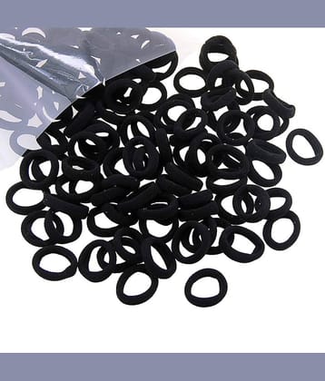 100pcs Small Mini Rubberbands Hair Ties for Girls (100pcs Black Bands)