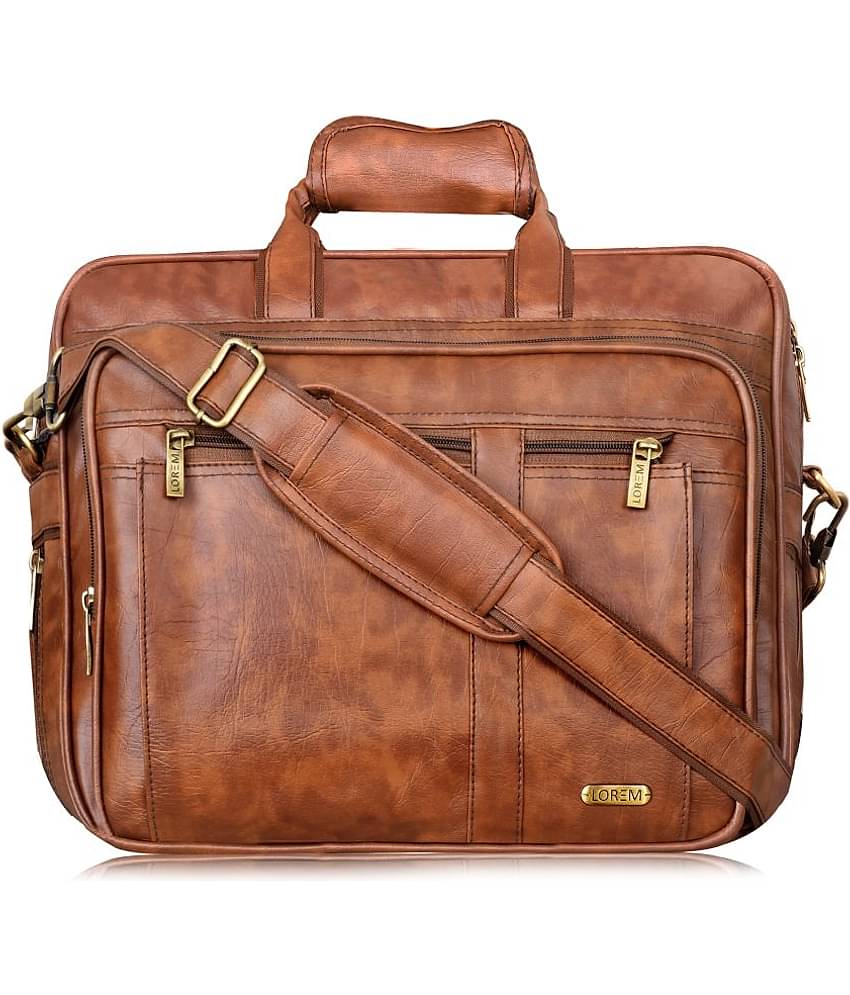 Lorem Tan Faux Leather Office Bag