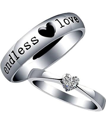 HEER COLLECTION - Silver Couple Ring ( Pack of 2 )