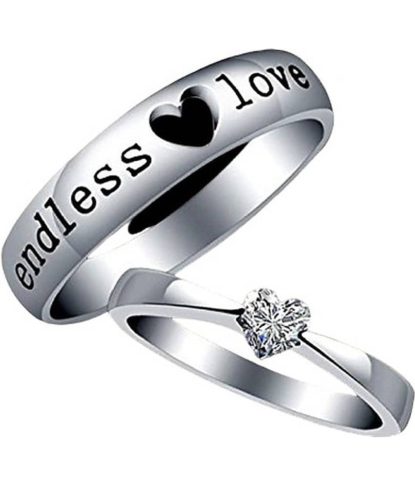 HEER COLLECTION - Silver Couple Ring ( Pack of 2 )