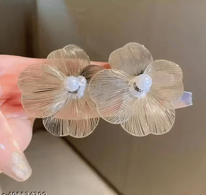 DAFYRA Korean Trendy Gold Plated Floral Shaped Beaded Studs Petal Flower Earrings for Women, Girls
