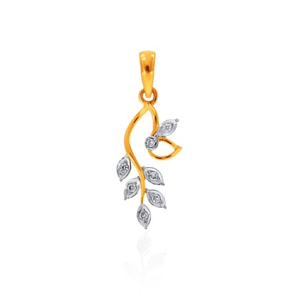 Senco Gold Botanic Gleam Diamond Pendant ( 1.36 gm/0.08 ct/EF-VVS/18K Yellow Gold )