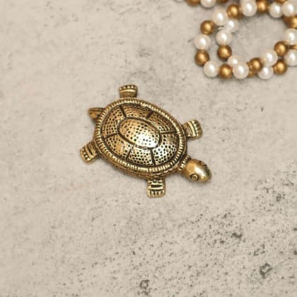 Brass Tortoise Kachua for Good Luck and Feng Shui Vastu - 2.8 Inch Length