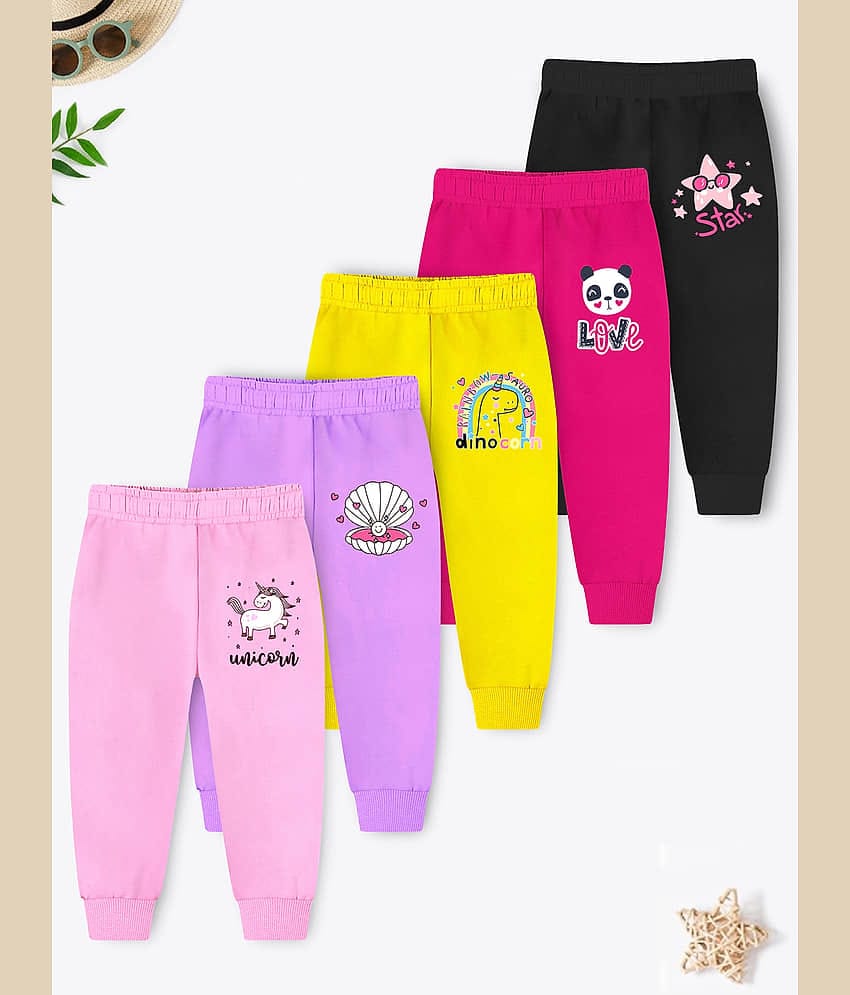 Trampoline Pack of 5 Girls Cotton Blend Pyjama ( Purple )