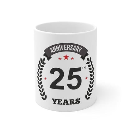 DARSHANS Ceramic 25th Anniversary Printed Coffee Mug (Color: White, Capacity:330ml) DARSHANS Ceramic 25th Anniversary Printed Coffee Mug (Color: White, Capacity:330ml)