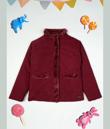 PAMPOLINA Girls Cotton Blend Quilted & Bomber For ( Pack of 1 , Maroon )