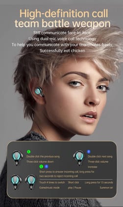TWS Wireless Gaming Earphone With Noise Reduction & E-Sport Mode